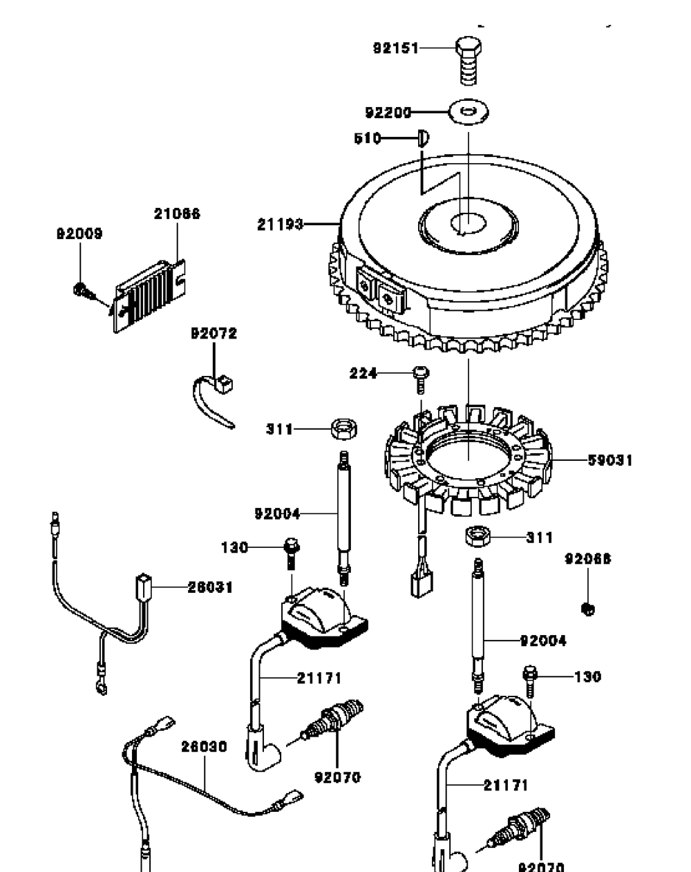 Kawasaki Fh580v-Cs25 Electric Equipment Diagram and Parts List for H1952 55AI4HPD750-WAM Cub Cadet Lawn Mower